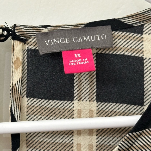 New Vince Camuto Womens Plaid Asymmetrical Tie Front Blouse size 1X - Picture 7 of 11